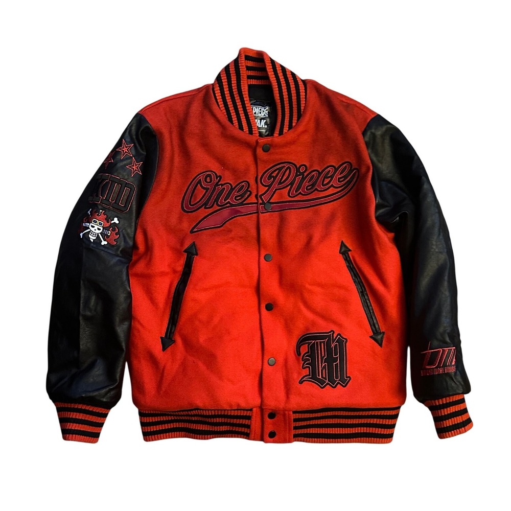 Dim Mak x One Piece Eustass Kid Varsity Jacket Red Black Mens Medium Letterman